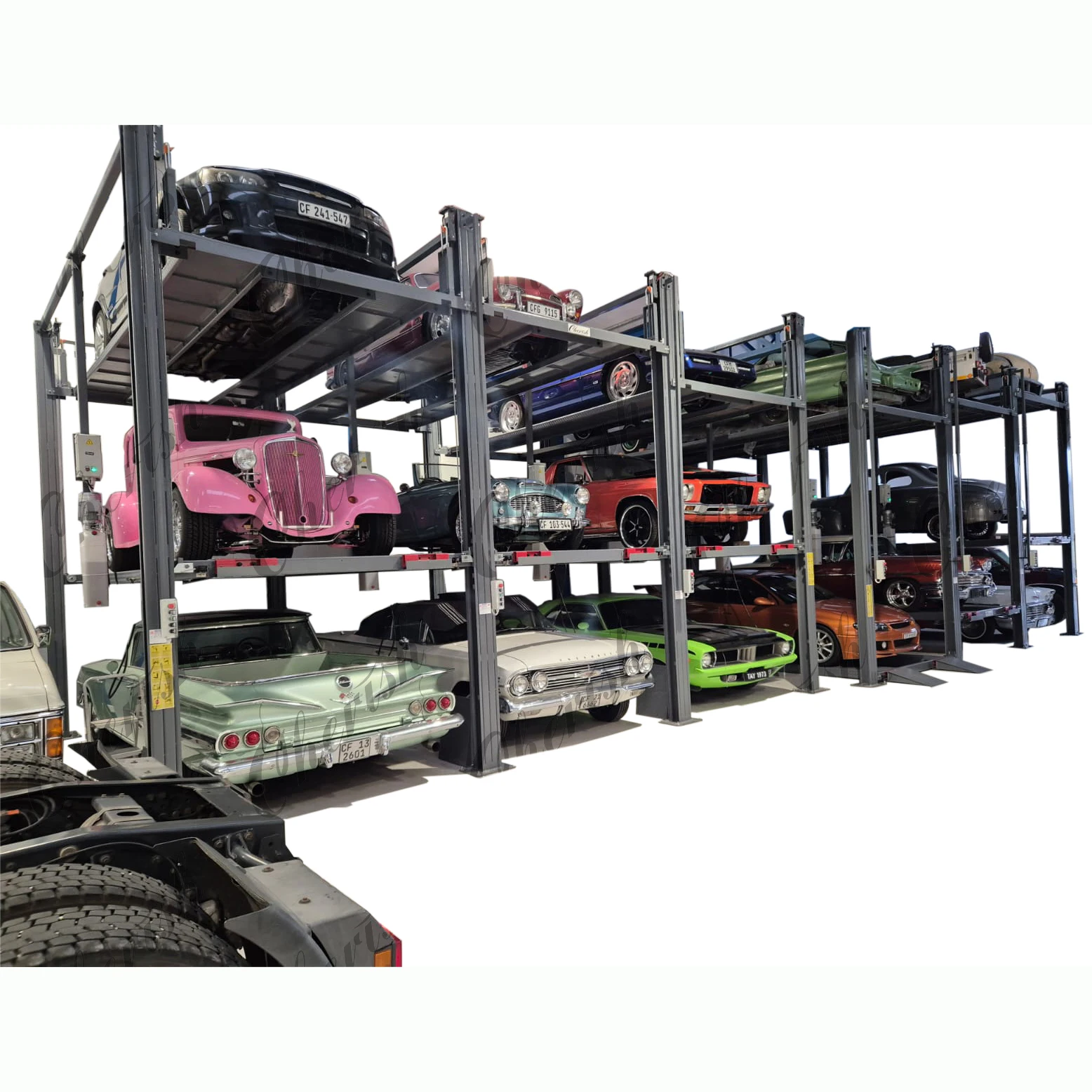 Customize Products Vehicles Stacker Lift Four Post Vertical Storage Stacking Parking lifter Elevator Hoist