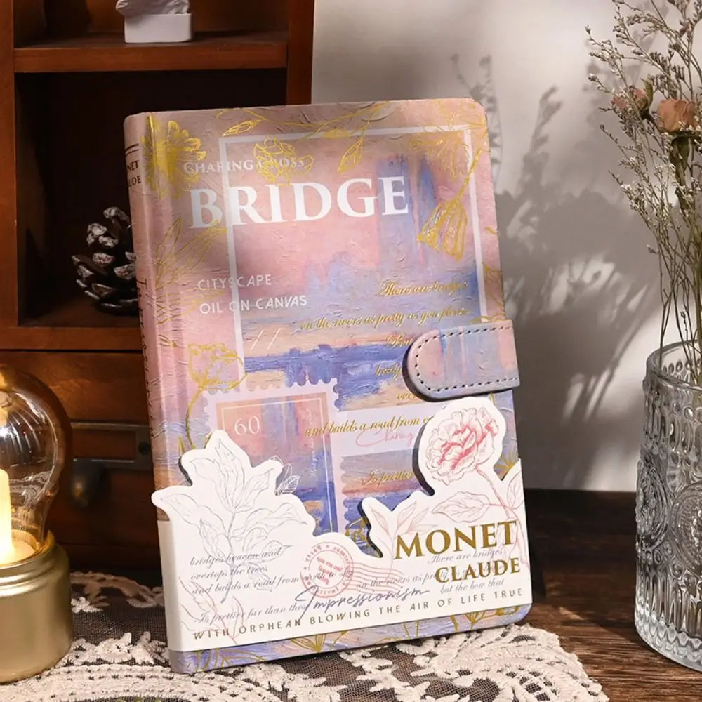 

Aesthetic Student Diary Notepad Art Oil Painting Classic Design Illustration Notepad Magnetic Buckle Beautiful