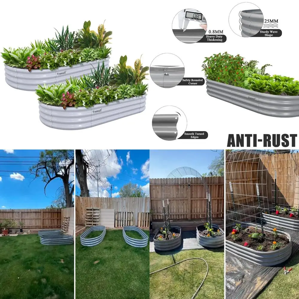 

Raised Garden Bed Kit - 6x3x1FT Oval Galvanized Metal Planter Box for Outdoor Vegetables and Plants