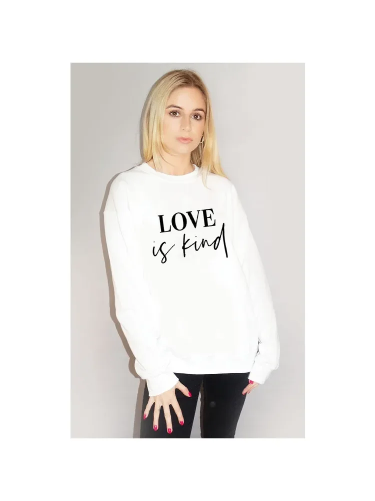 

Autumn and Winter Round Neck Hoodie Love Is Kind Sweatshirt Women Casual Pullovers