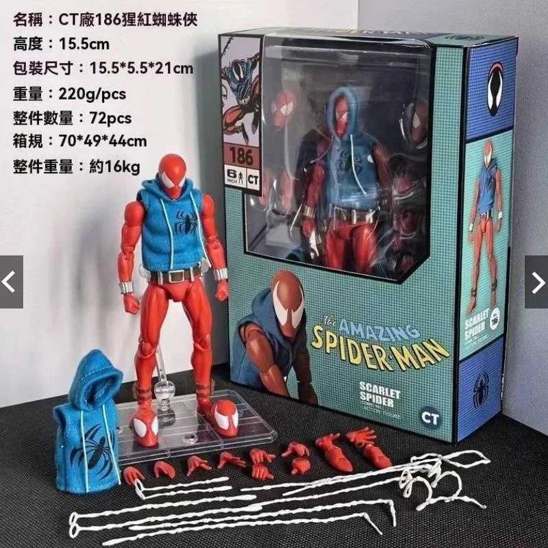 ct-toys-spiderman-mafex-186-figure-scarlet-spider-the-amazing-spider-man-comic-action-figure-ko-model-figurine-kid-toy-gift