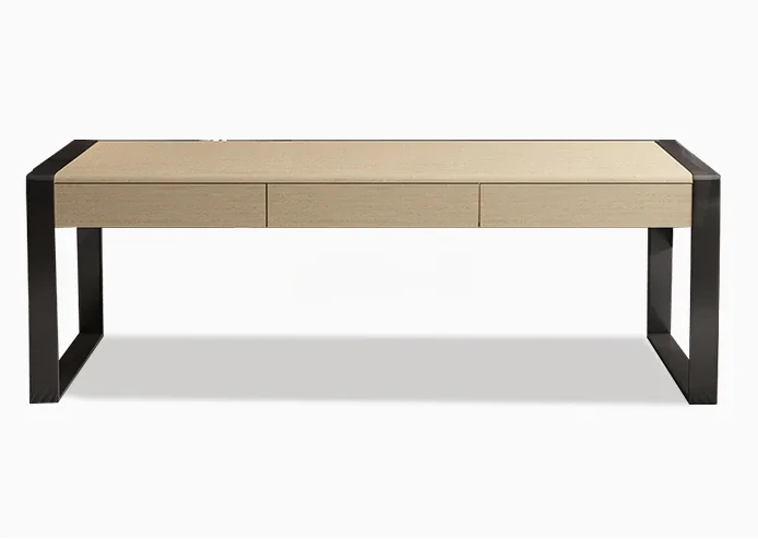 Saddle Leather Desk Home Study and Bedroom Writing Desk Computer Desk