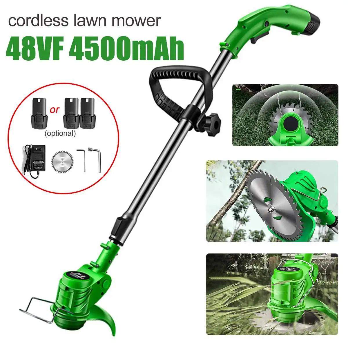 Elektrische Gras Trimmer Cordless Rasenmäher Hedge Einstellbare Kopf Winkel Teleskop Handheld Garten Power Beschneiden mit Batterie