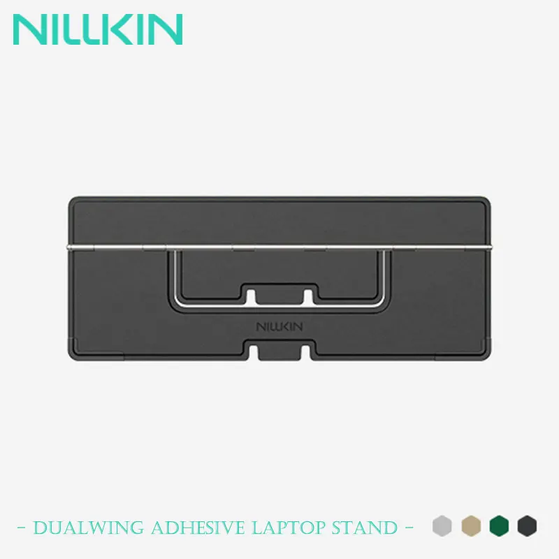 NILLKIN Foldable Multi-Angle Laptop Stand, Adhesive Mount w/Aerospace Hinge, Portable Ergonomic Riser for Posture & Ventilation