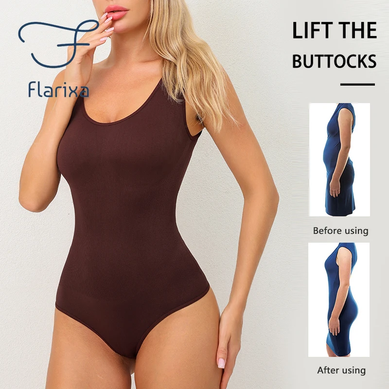 Flarixa nahtlose Shape wear Plus Size Body Shaper Tanga für Frauen Bauch Kontrolle Soft Slimming Korsett Bodysuit Tank Top Shaper