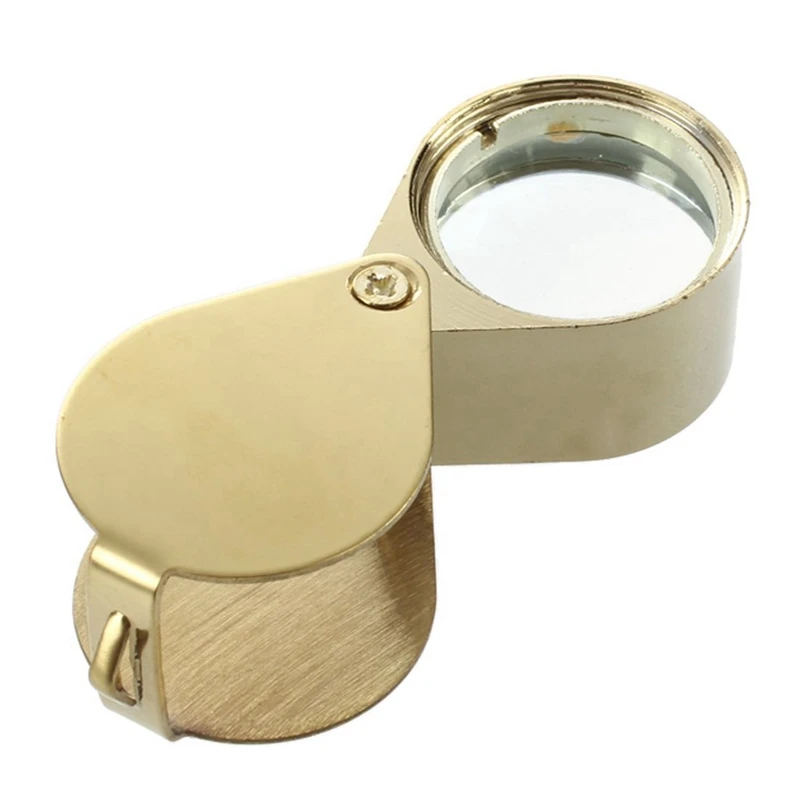 10Pcs 10X Magnifying Magnifier Glass Jewellers Eye Foldable Jewelry Loop Loupe(Golden)