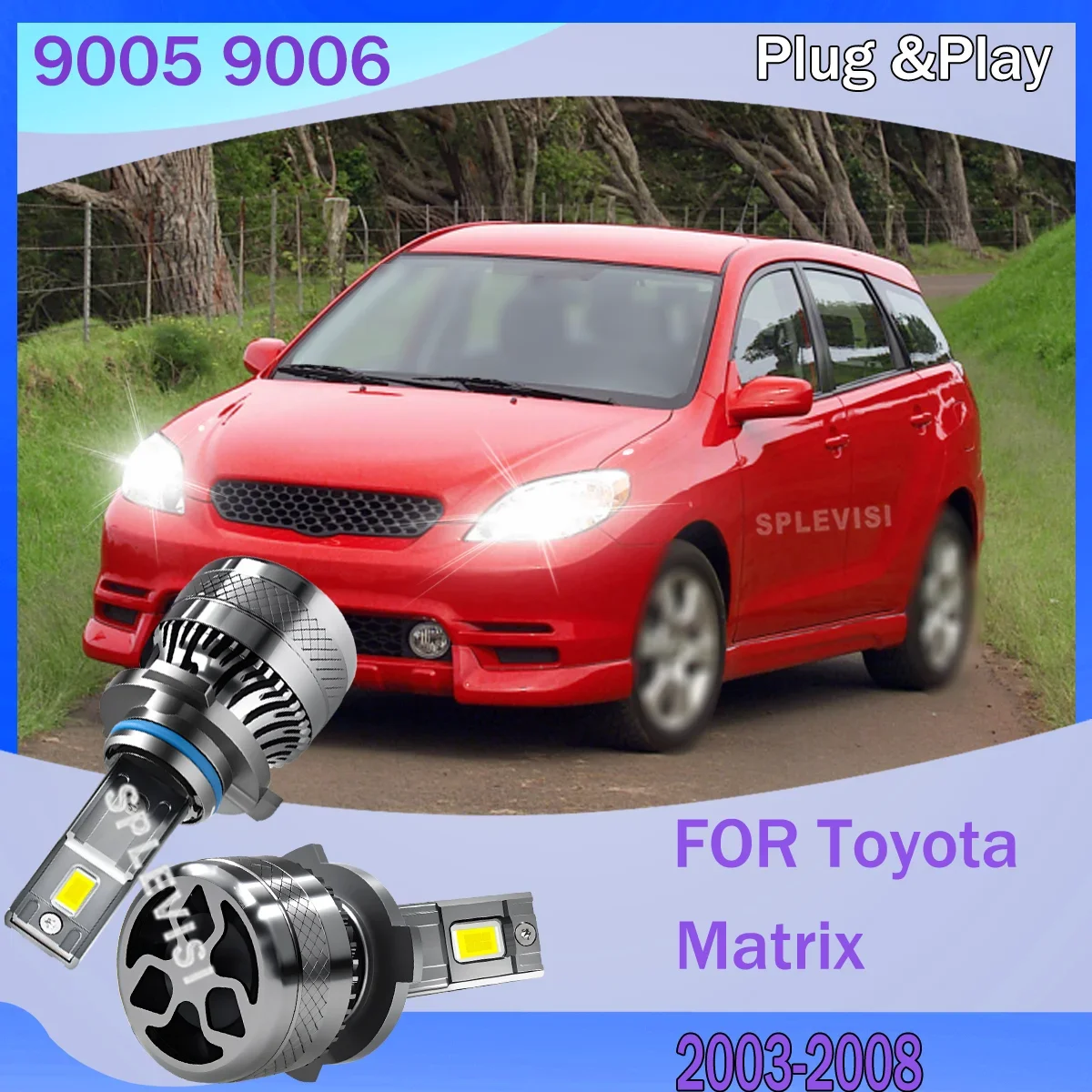 12V 9005 9006 Crystal Vision Headlights High-Performance 6000K CSP 3570 Chips For Toyota Matrix 2003-2008 2004 2005 2006 2007