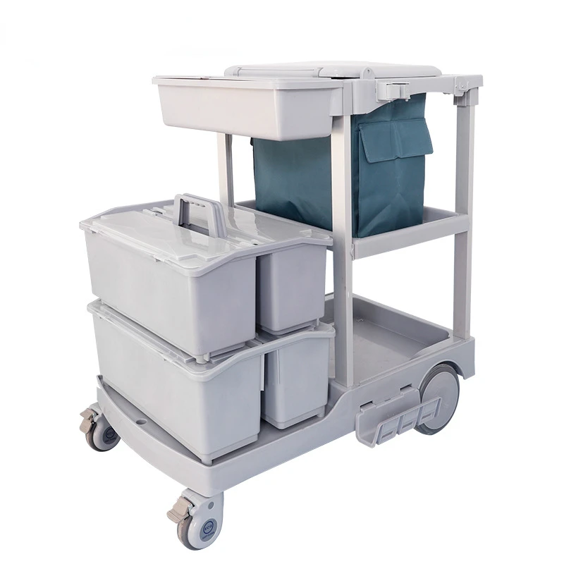 quick cart professional housemaid cleaning trolley double  hotel trolley for cleaning