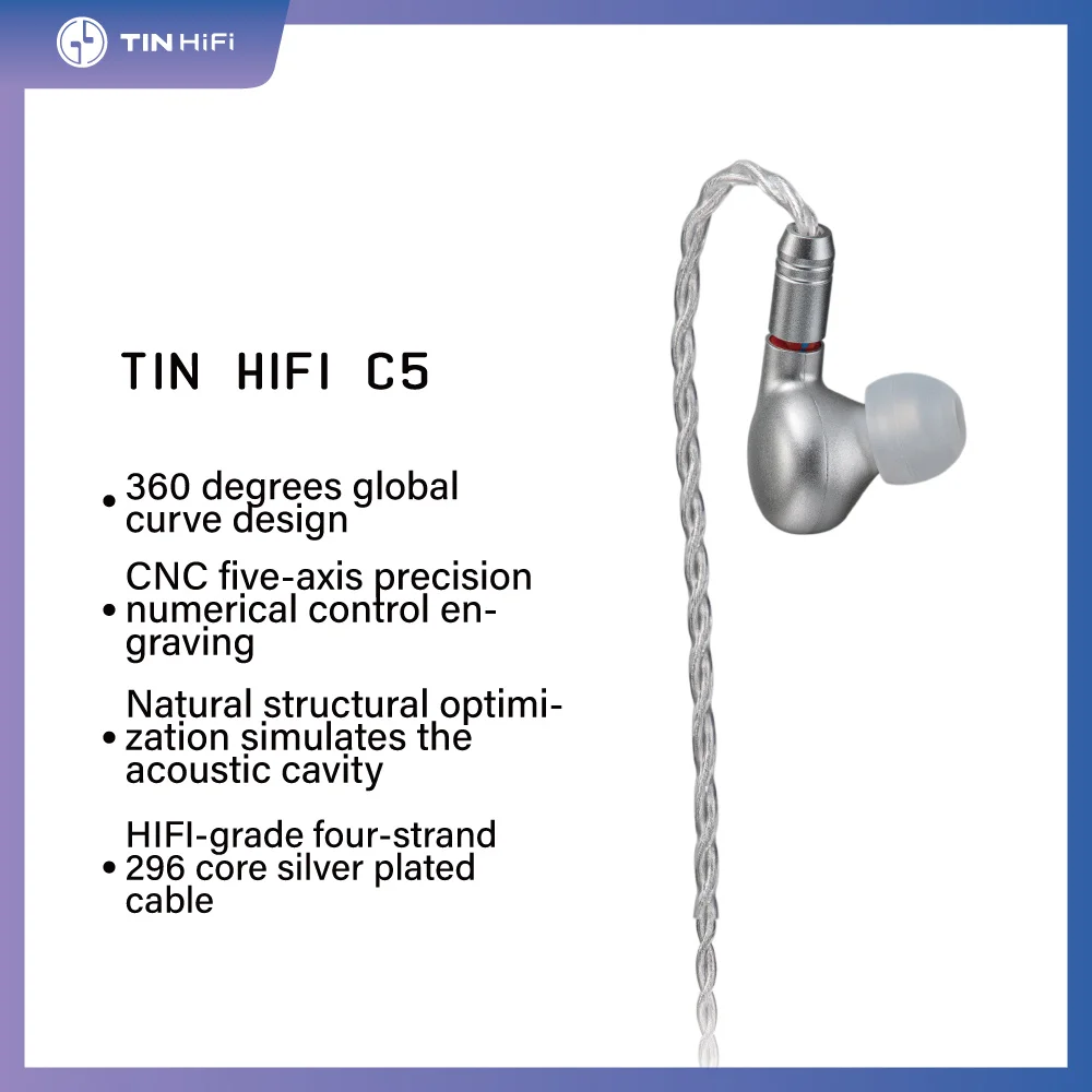 

TINHIFI C5 Best Wired In Ear HIFI IEMs Earphone Planar Balanced Armature Driver Monitor Headphone with Detachable Audio Cable