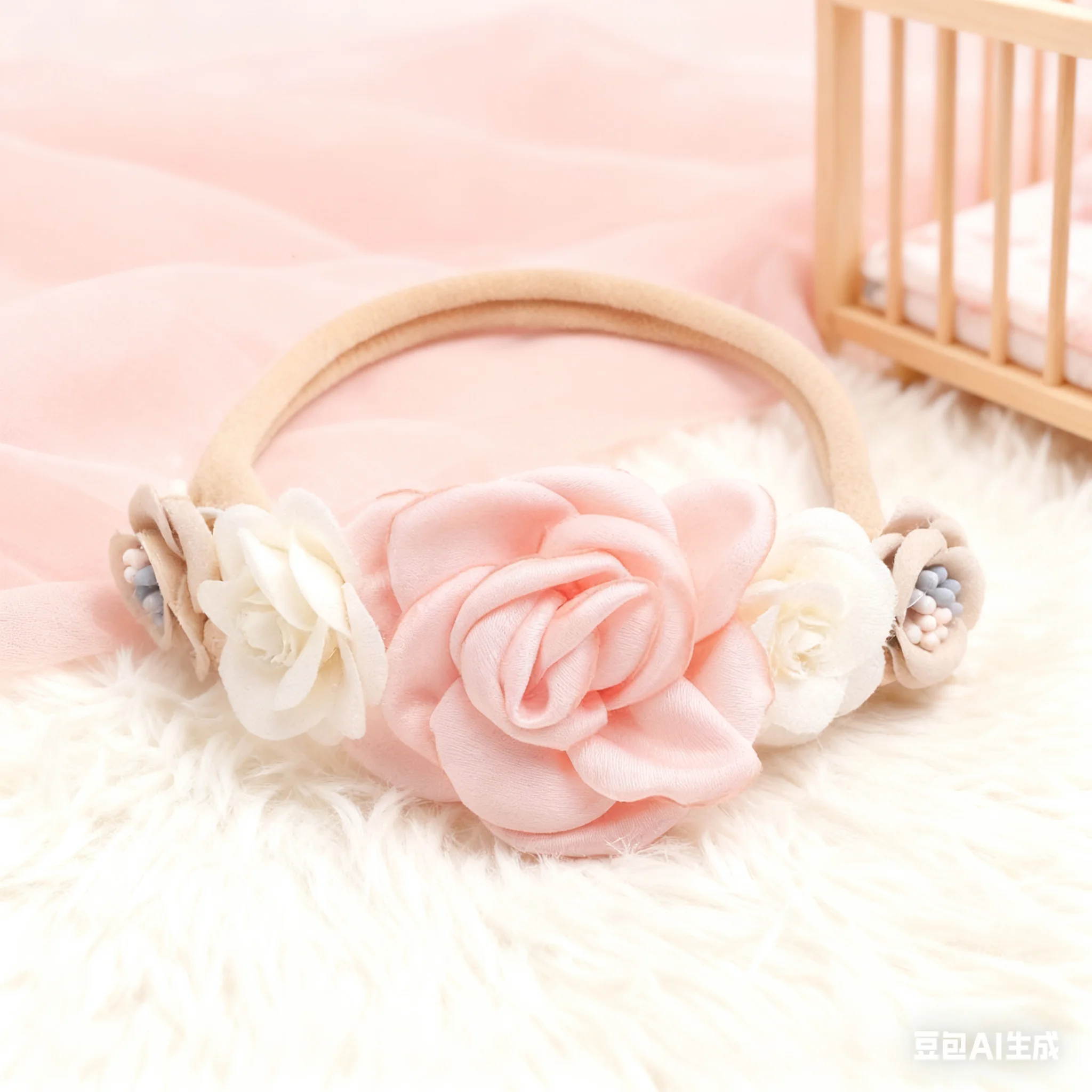 

Artificial Flower Baby Headband Hundred Day Newborn Infant Toddler for Baby Shower Little Girls Photograph Props Present