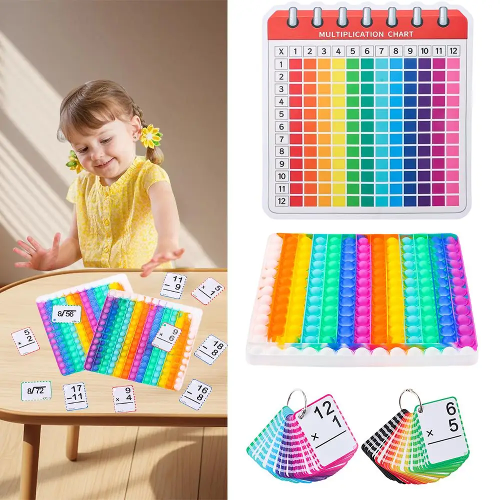 Novos tempos tabela gráfico multiplicação cartão flash educação pré-escolar ferramenta de aprendizagem pop-it matemática brinquedo fidget com cartões multi-matemática