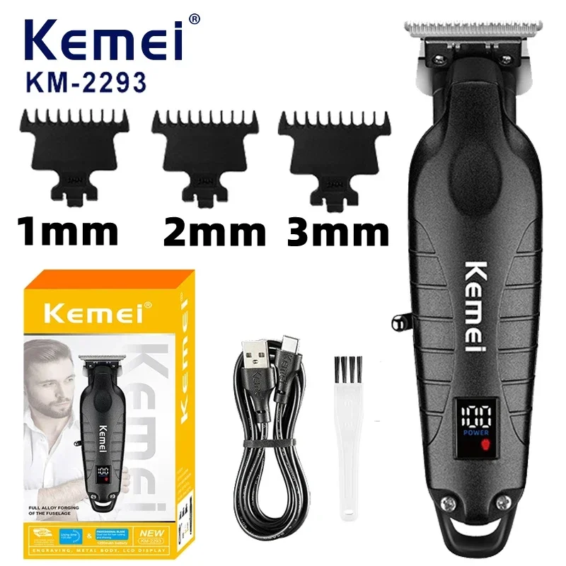 

KEMEI Men Hair Clippers For Hair Cutting Professional Cordless Barber Hair Trimmer For Men With LED Display Rechargeable Km-2293