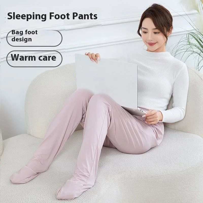 Calcetines largos para adultos, pantalones de dormir térmicos, cálidos, cubierta de pie, todo incluido, bolsa de pies sueltos, pantalones de pijama para el hogar, hombres y mujeres