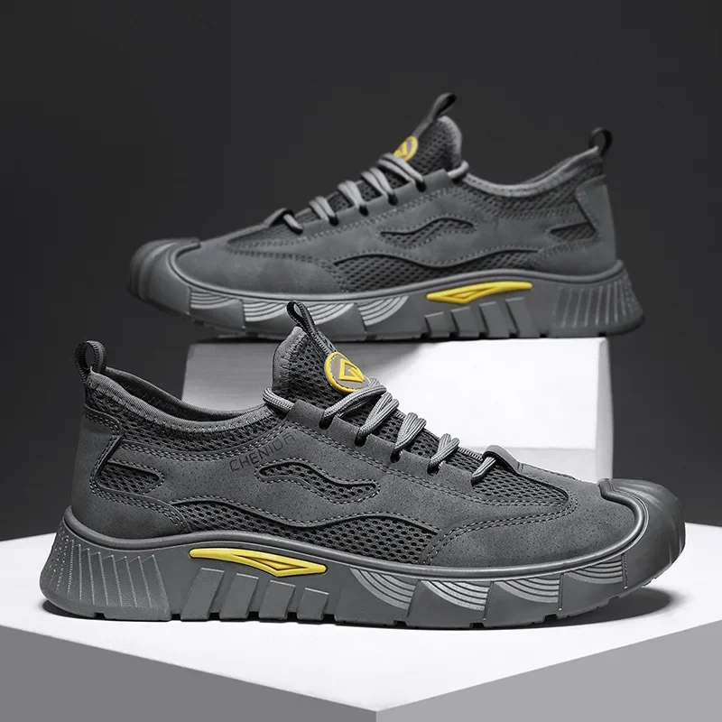 

Training Working Shoes for Men 2025 Breathable Mesh Casual Shoes Summer Anti Slip Wear-resistant Hiking Shoes Running Sneakers
