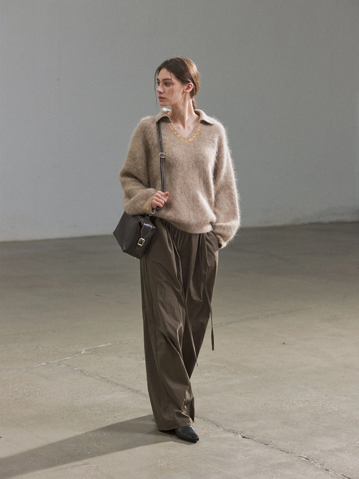 

Maou Create Handmade Knitted Long Sve V-Ne Sweater Peru Alpaca Wool Women's Faion Autumn Winter Warm Thermal Top