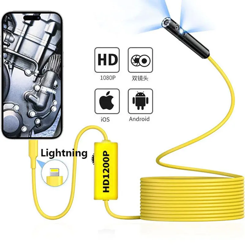 camera de inspecao endoscopio impermeavel mini camera para ios iphone 55 mm unico duplo len pipeline borescope novo 01