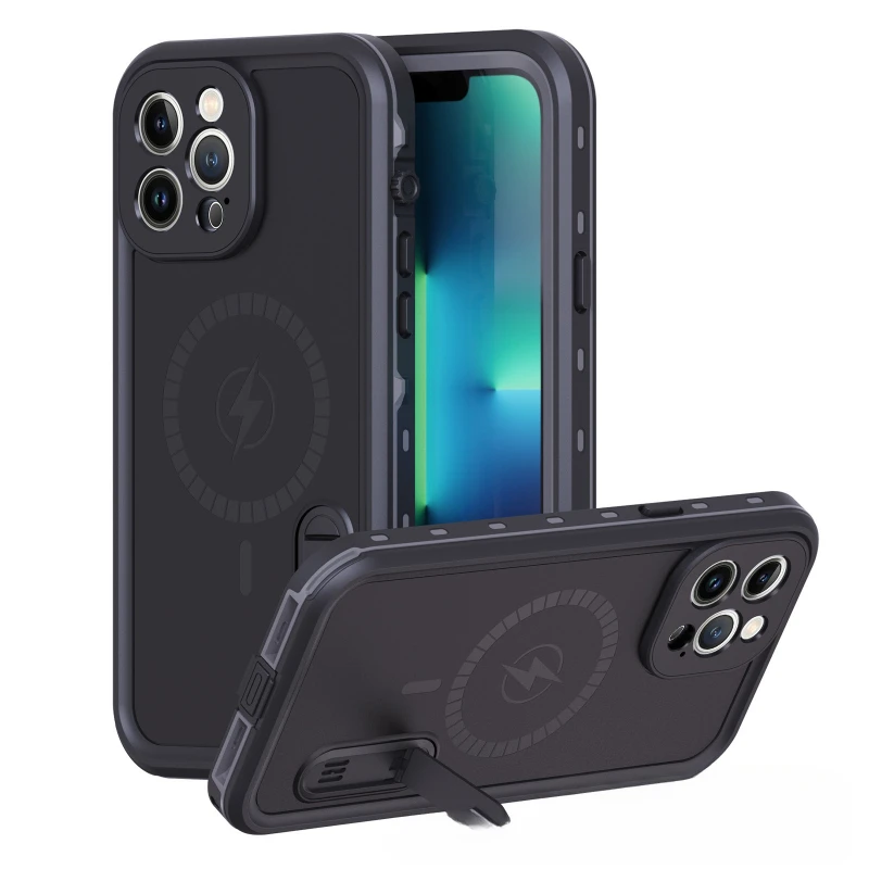 

IP68 Waterproof Phone Case Shockproof Duty Rugged Cover with Kickstand Wireless Charging for IPhone 13 Pro Max 13 Pro