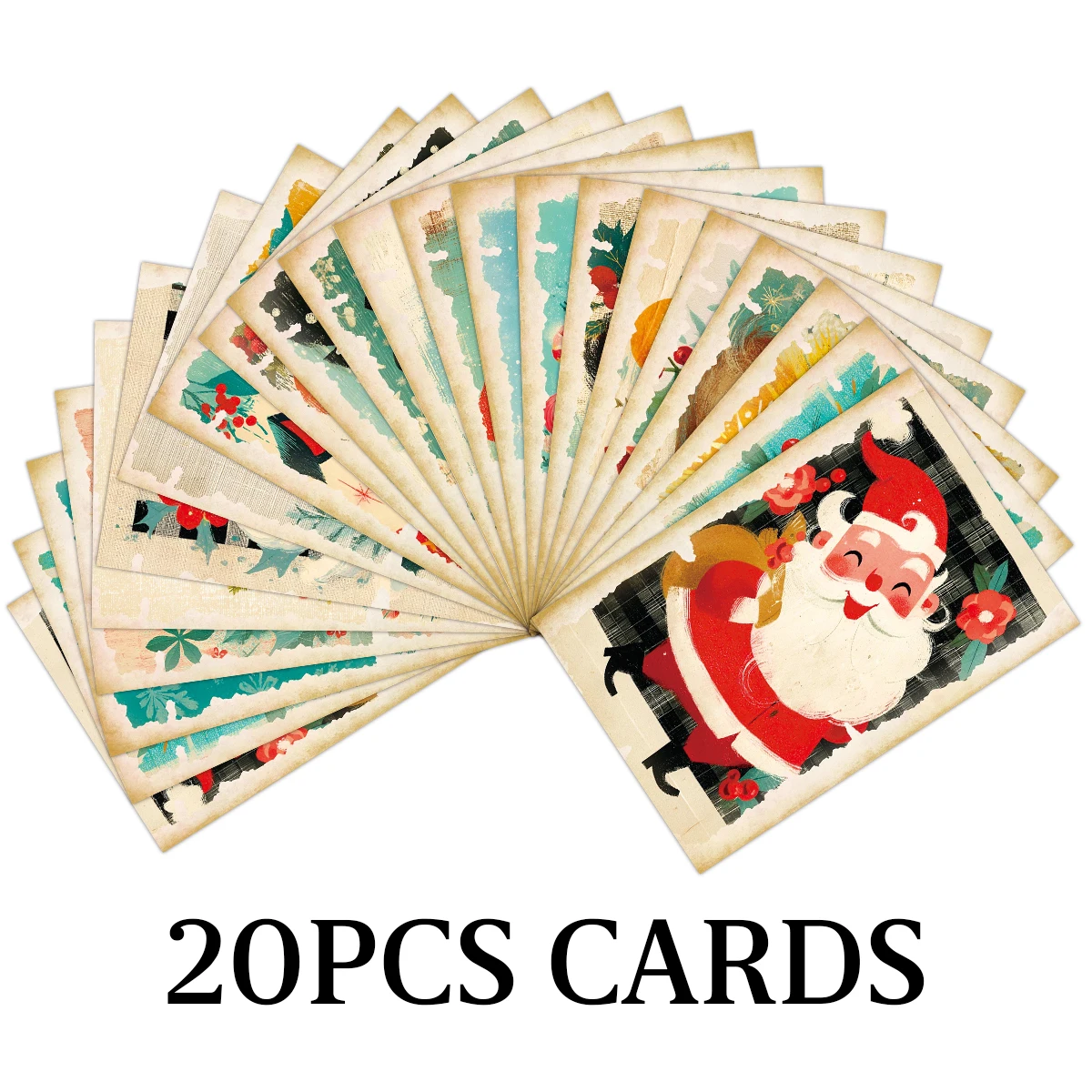 20 Stück nostalgische Weihnachtspostkarten für Heimdekoration, Geschenkanhänger, Partygeschenke, Fotowand-Kunstcollage, Weihnachtsgeschenkverpackungs-Accessoires – Detail 6