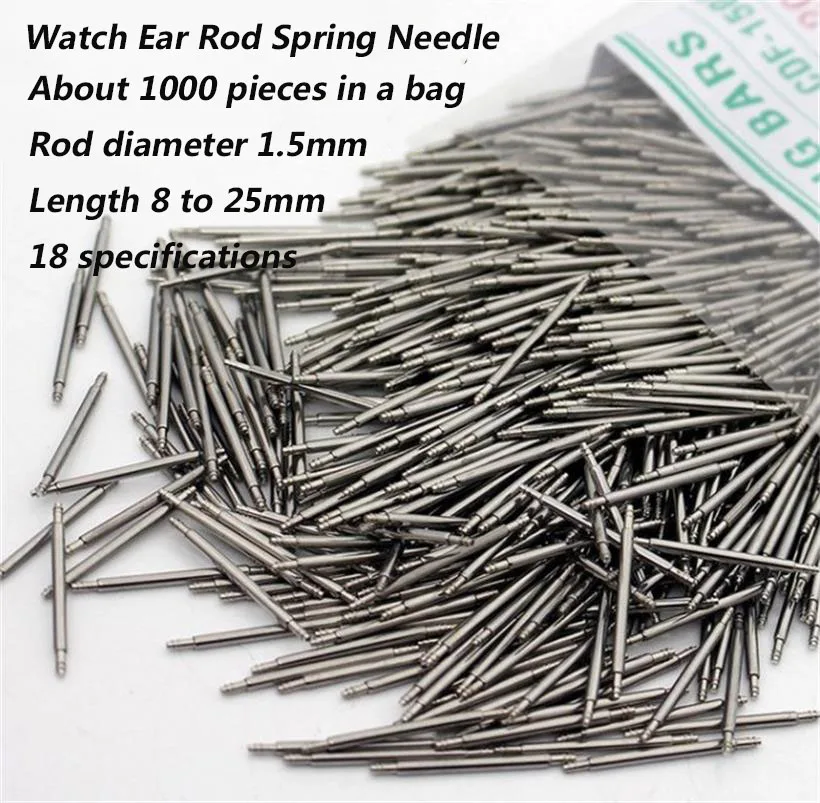 1000Pcs Spring Stick Watch Ear Universal Diameter 1.5mm Stainless Steel Watch Band Link Pins Straps Adapter Watch Accessories