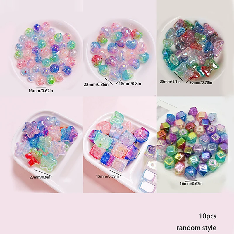 10 개/대 2 색 그라디언트 깨진 버스트 비즈 diy perlas para manualidades cuentas para hacer pulseras 아크릴 비즈