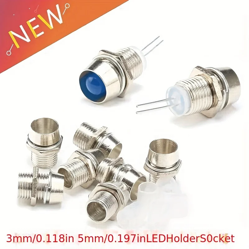 

10PCS/50PCS 3mm 5mm LED Bracket Socket Clamp Bezel LED Lamp Holder Cover Metal Plated Nickel Display Blub Cup Shell