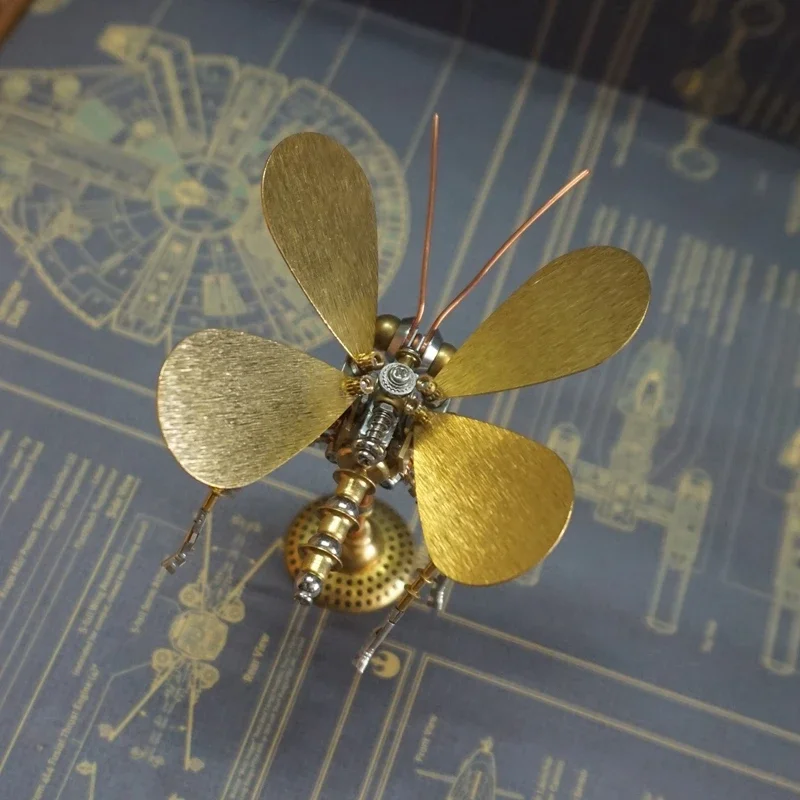 Butterfly Model Kits 3D Puzzel Toy for Kids Adults Steampunk Mechanical Insect Ornament Pure Handmade Gifts Finished Product