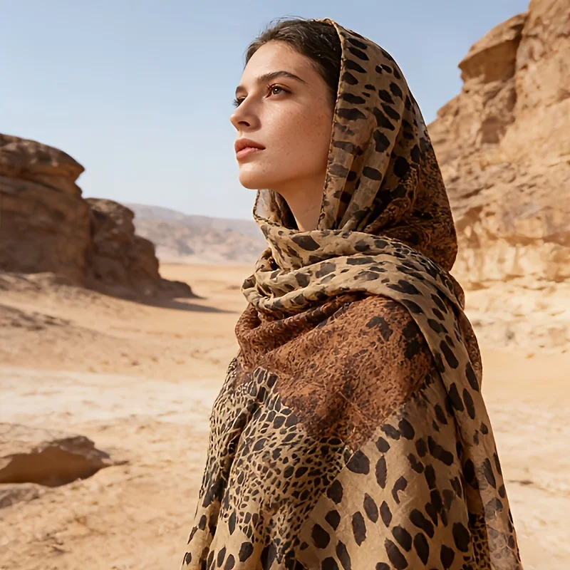 Luxury Leopard Print Mulberry Silk Scarf Lightweight Spring Summer Fashion Accessory Versatile Stylish Adornment