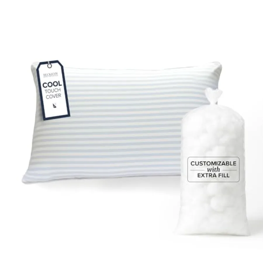 

Summer Sanctuary Queen Pillow - Cooling Qmax Adjustable Down Alternative Pillow w/Extra Fill Ideal for Side Back Stomach Sleepe