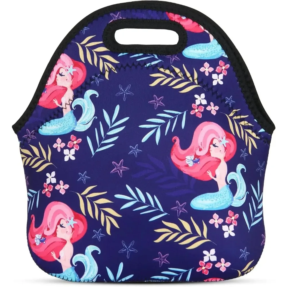 

Violet Mist Cute Unicorn Neoprene Lunch Bag Pink Mermaid Reusable Lunch Box Insulated Tote Bags Thermal Handbag