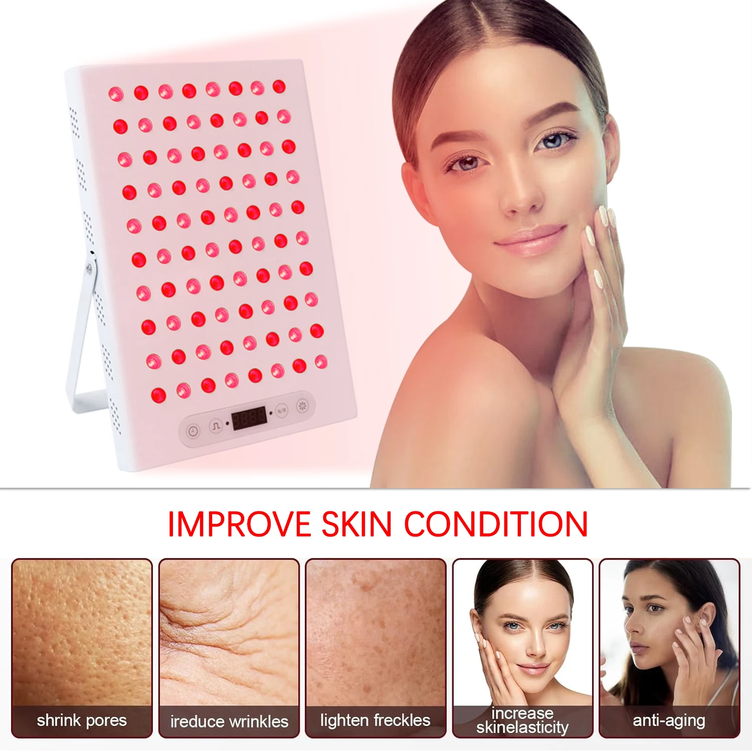 Dispositif de luminothérapie rouge pour soulager la douleur, lumières rouges, infrarouge proche de 660 nm et 850 nm, panneau de luminothérapie LED 400 W, santé de la peau