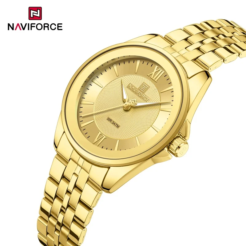 NAVIFORCE Ladies 3ATM Waterproof Quartz Watch Simple Fashion Stainless Steel Watchband Woman Quartz Watch Gifts For Women NF5067