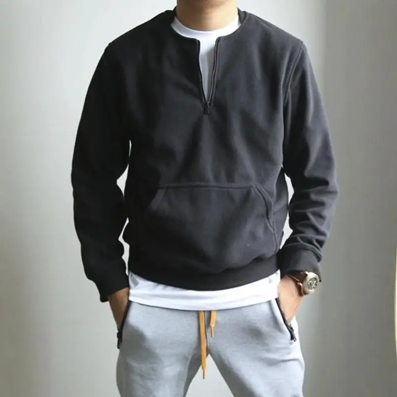 

Large Size Hoodie Men's round Neck Thickened Fleece Zipper Casual Sweatshirt Spring Autumn Wear Resistant Antibacterial Self ...