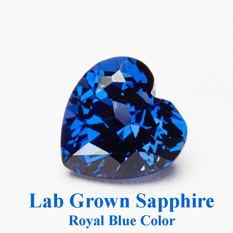 

Lab Grown Sapphire Heart Shape Royal Blue Color Charms Gemstones for Diy Jewellery Making Materials Selectable AGL Certificate