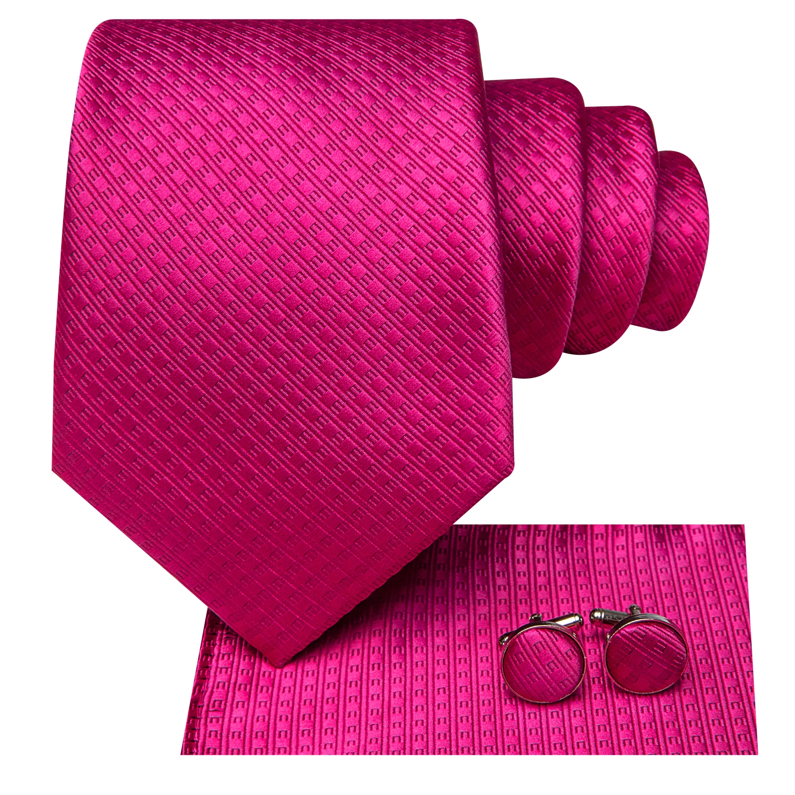 مرحبا التعادل هدية فاخرة مربع كلاسيكي منقوشة ارتفع الأحمر التعادل لينة الرجال منديل أزرار أكمام مجموعة الزفاف جودة عالية