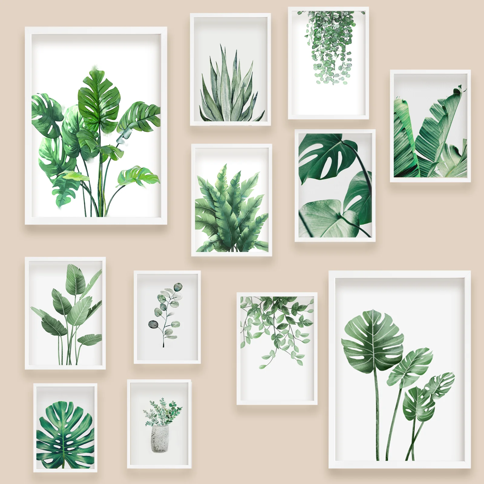 Stunning Botanical Green Plant Leaf Print Art Canvas Poster For Living Room Decor Home Wall Picture