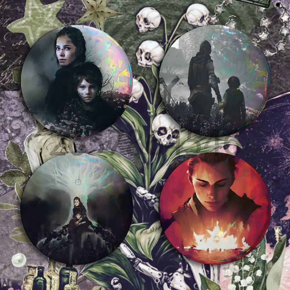 A-A P-Plague Tale R-Resonance Badges Set  25 32 44 58 75 mm Round Customizable Wholesale Fan goods Self-made fan freebies