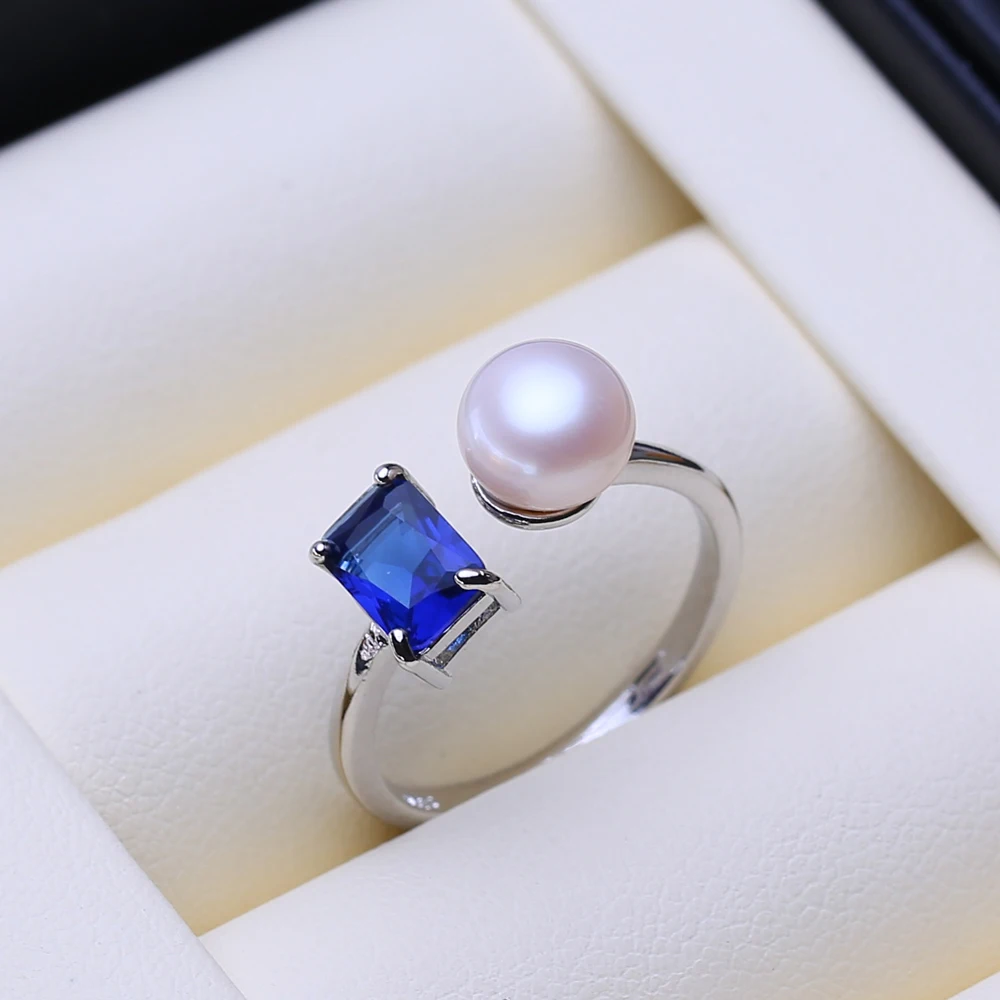 FENASY 925 Sterling Silver Necklace Natural Pearl Jewelry Sets For Women Bohemian Stud Earrings Sapphire Pendant Party Rings