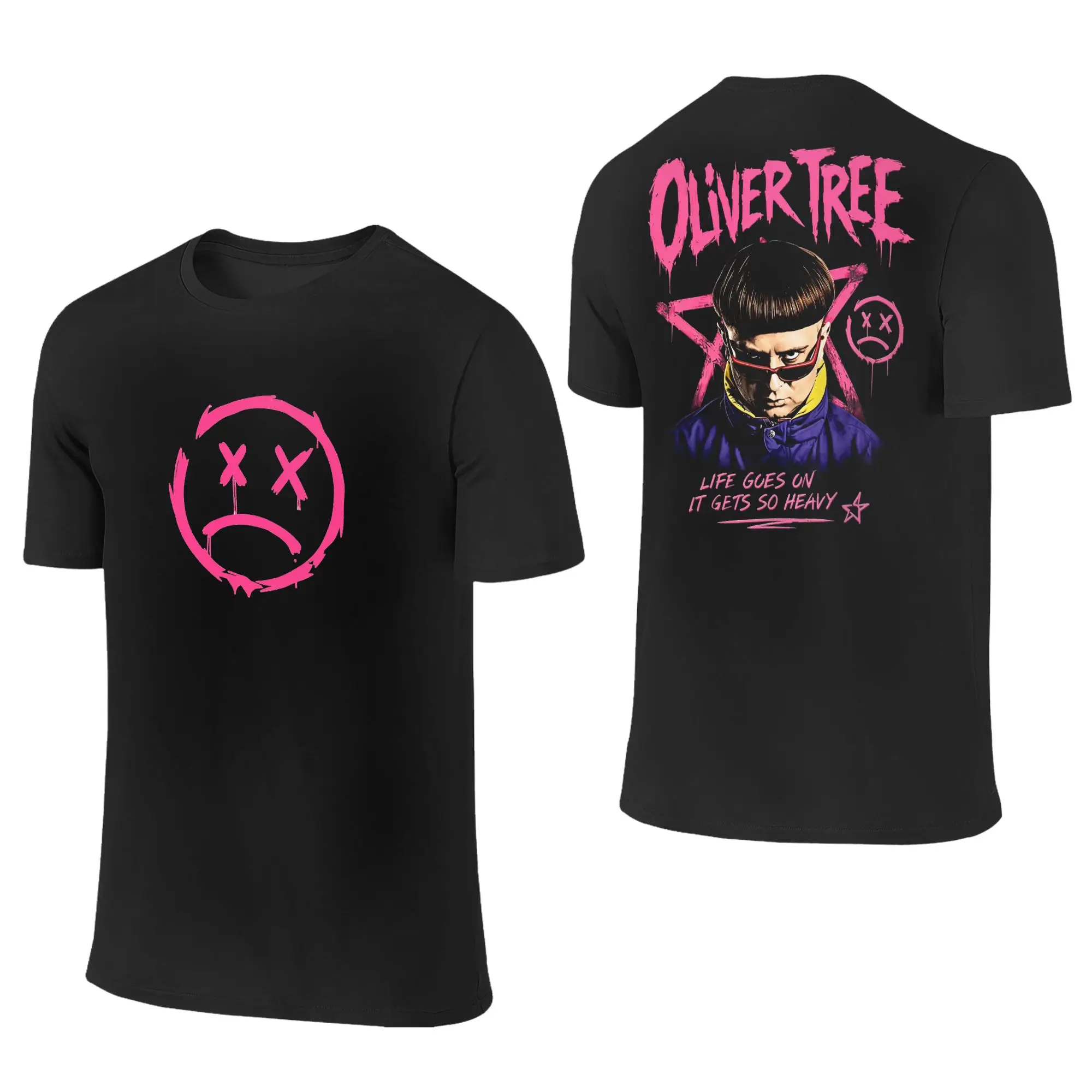 Oliver Tree Memorial  Life Goes On Anyway T Shirts Men's  Pure Cotton T-Shirts Round Collar  Tees Short Sleeve Clothing