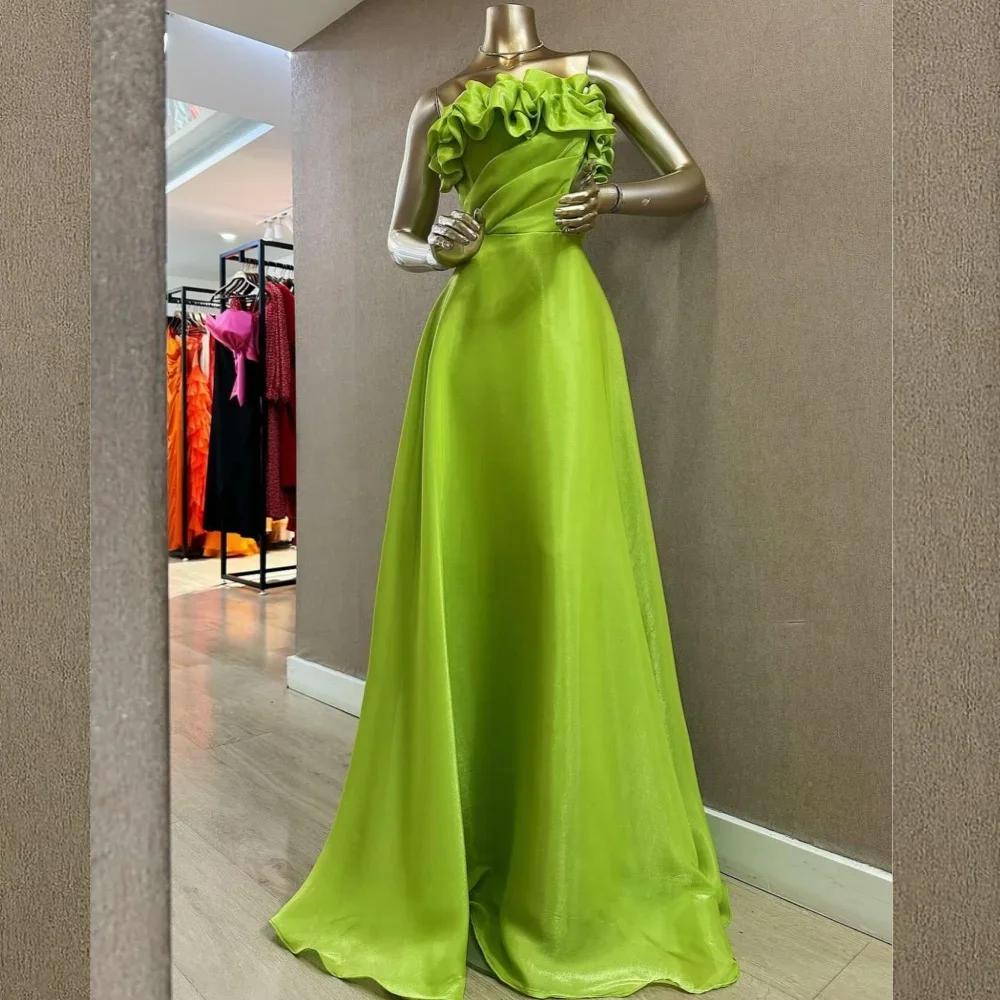 Customized Price AdjustmentSatin Pleat Draped Party A-line Strapless Bespoke Occasion Gown Long Dresses