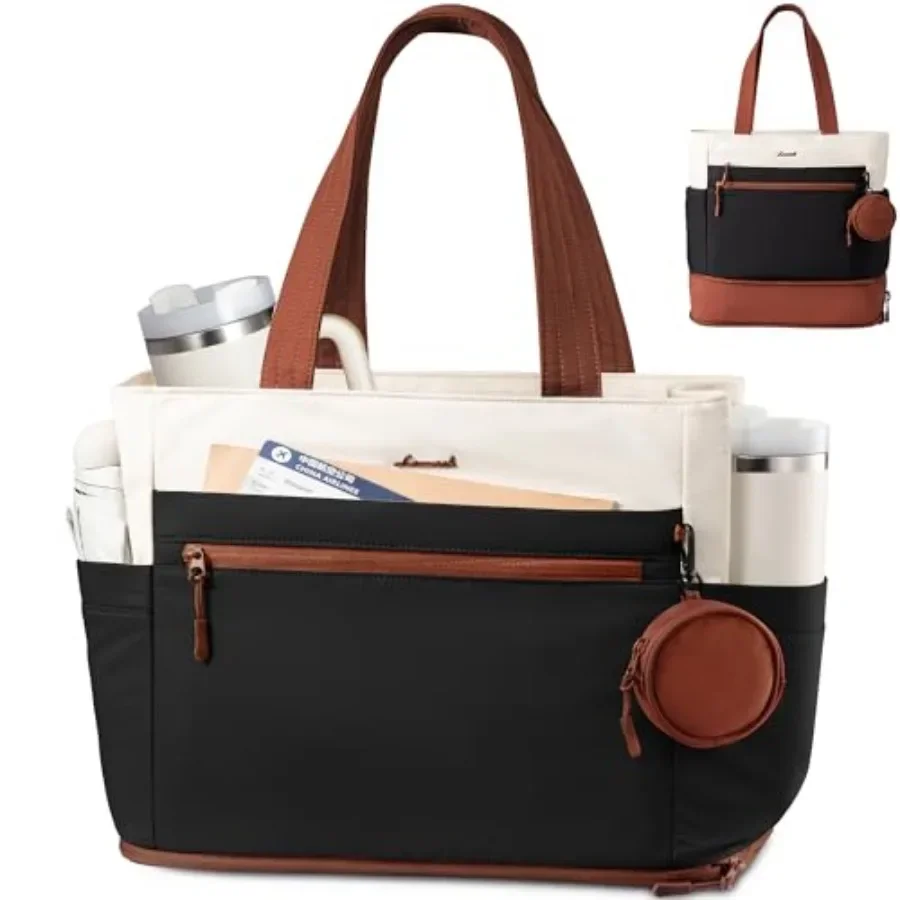 

LOVEVOOK Tote Bag for Women, Expandable Laptop Work Bag 15.6 Inch, 33L Large Travel Handbag with 40oz Tumbler Holder, TSA