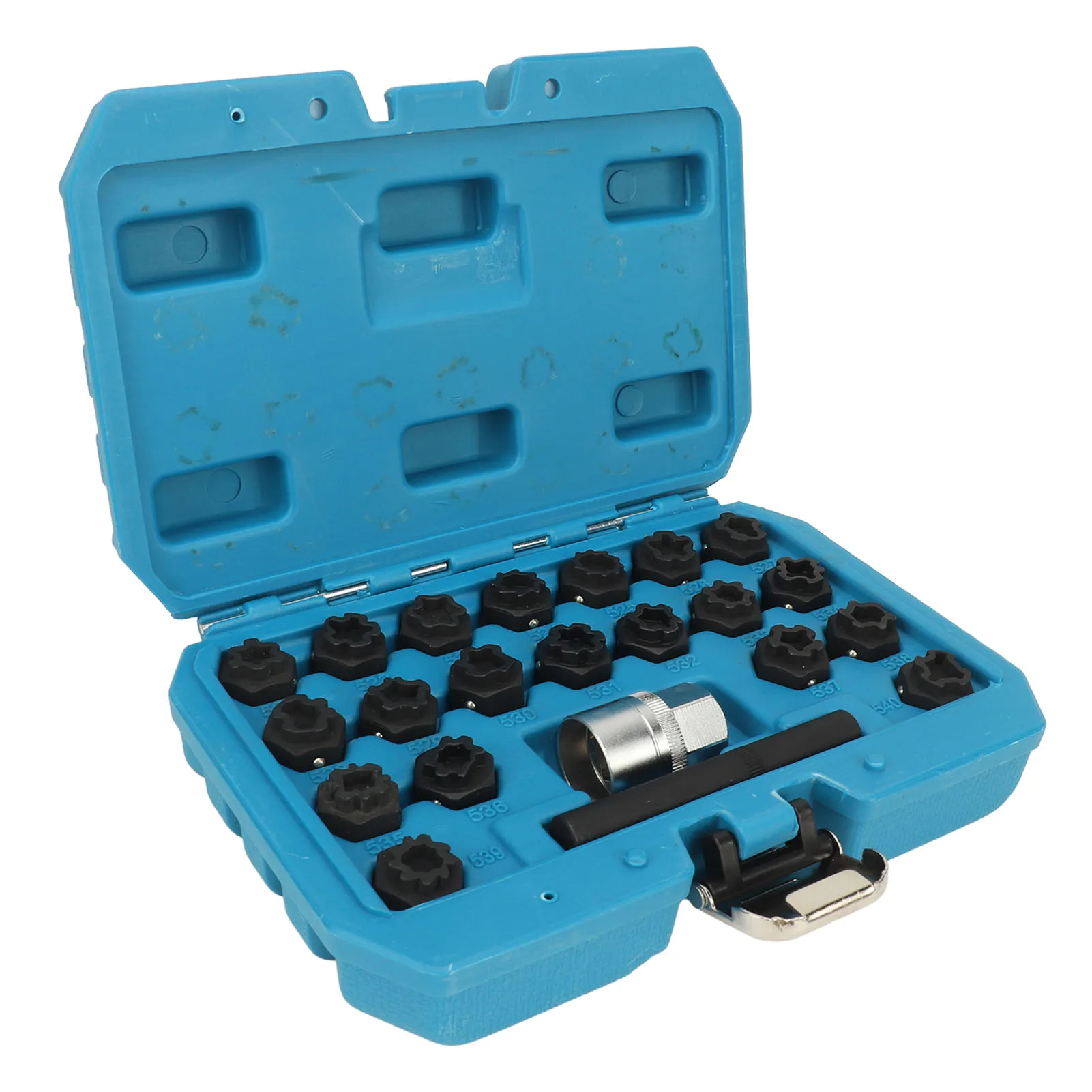 

22pcs Wheel Lock Key Removal Kit Anti Theft Lug Nut Removal Tool With 1/2in Socket Adapter Equivalent to OEM T10313