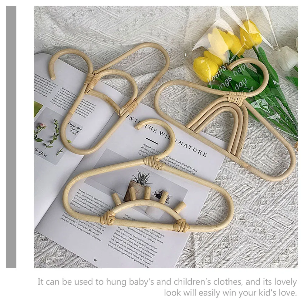 

Rattan Baby Hanger Compact Size Smooth Finish For Infant Children Clothes Organizer Newborn Garment Rack Small Coat