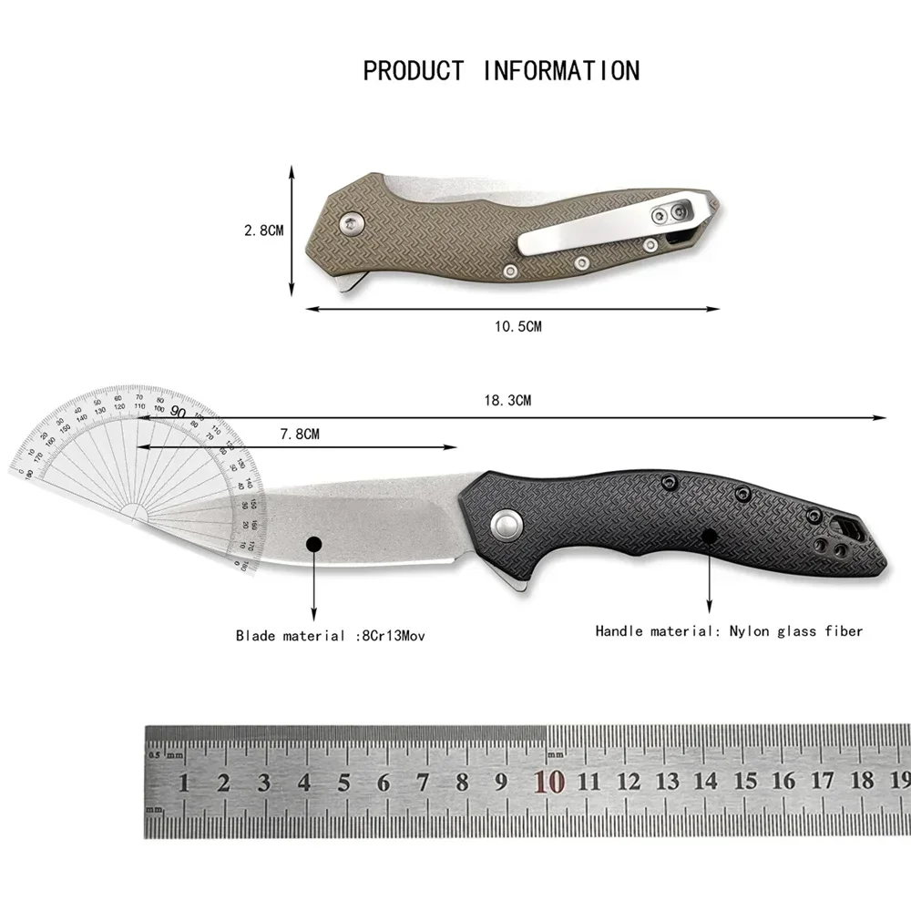 KS 1845 Shoreline Folding Knife Flipper Assisted Folder 8Cr13 Blade Nylon Handle Outlddoor Everyday Carry Self Defense EDC Tool