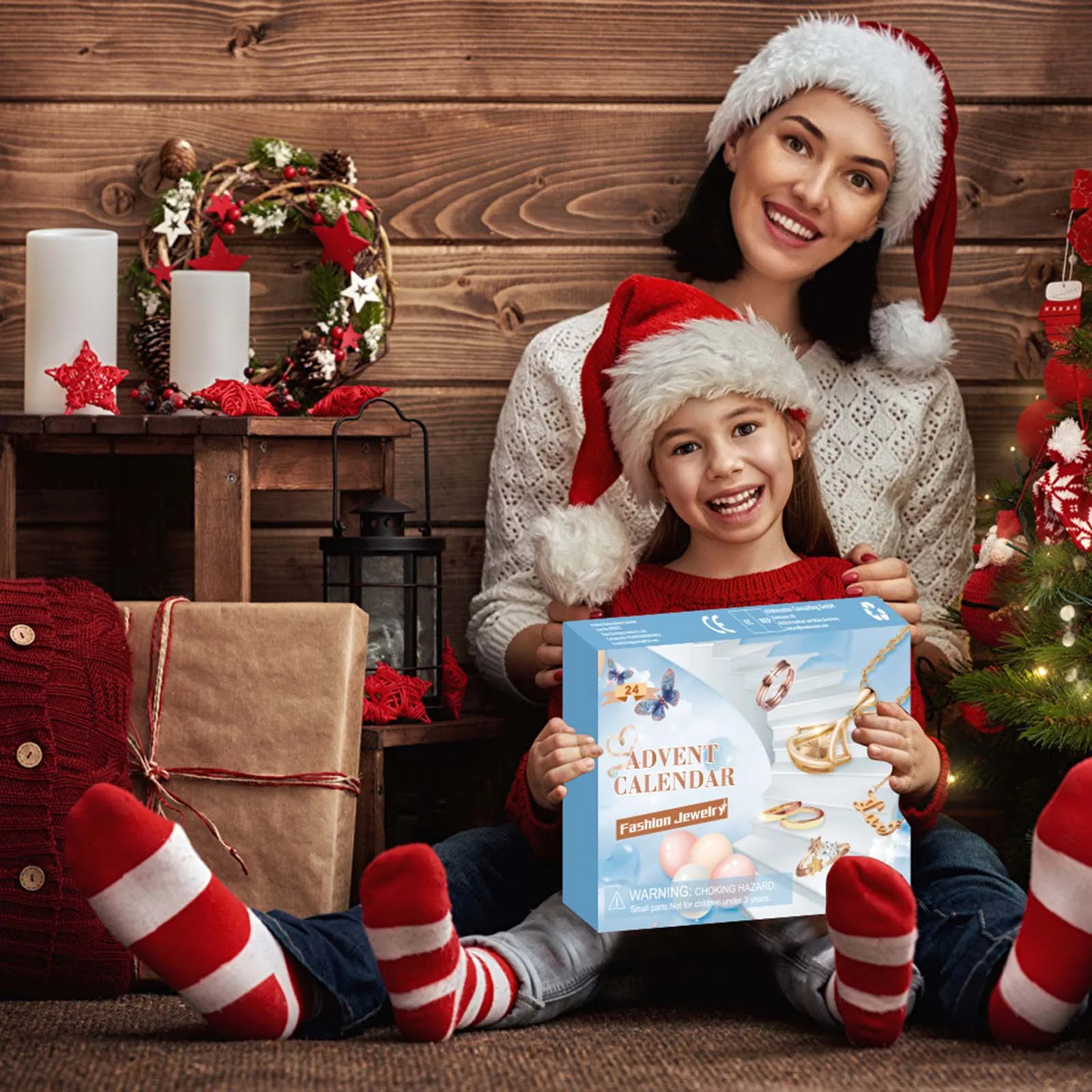 Minuterie d'étude, compte à rebours mignon, calendrier de l'avent de noël pour enfants, ensemble de bijoux, bague, collier, boucles d'oreilles, minuterie de sable de salle de bain 24 pièces