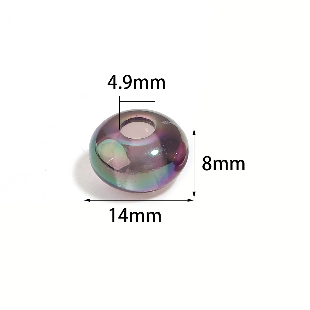 20pcs Transparent Acrylic Rondelle Beads Iridescent Shell Effect Large Hole Spacer Beads for DIY Jewelry Making Accessories