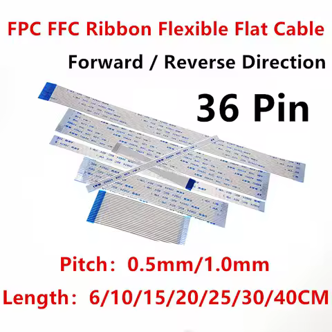 10PCS AWM 20624 80C 60V FPC FFC Ribbon Flexible Flat Cable 36 Pin Pitch 0.5MM 1.0MM A Wire 6/10/15/20/25/30/40CM Forward Reverse