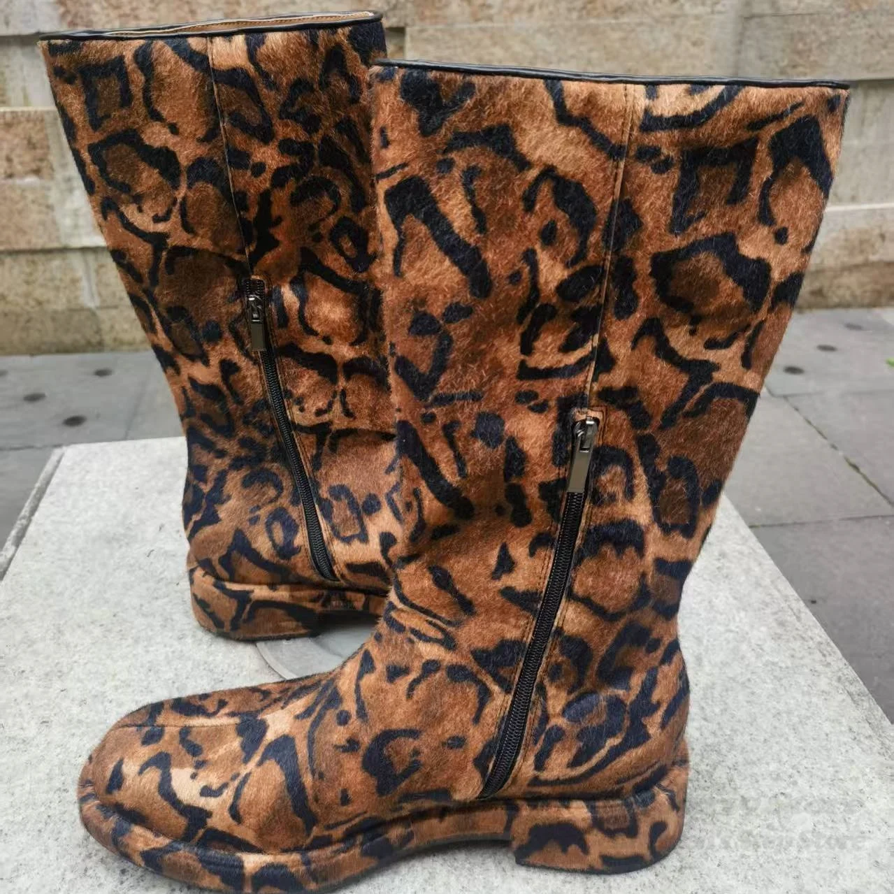 Marrom camurça leopardo impres - Men'S Shoes Zipper avaliação e preço