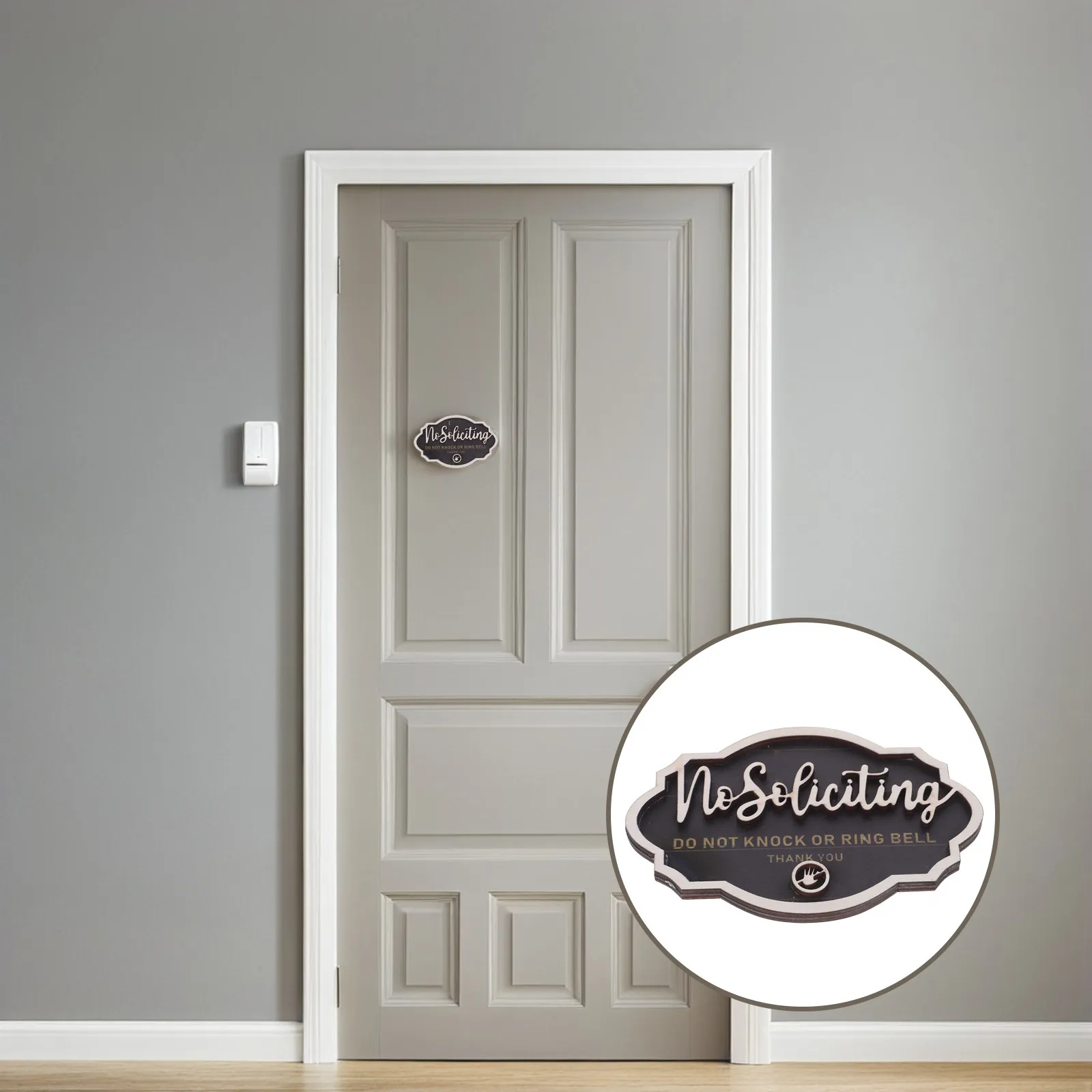 Wooden Do Not Bell Sign For Door Decor Family Elegant Soliciting Knock Anti Solicitation Plaque Wall