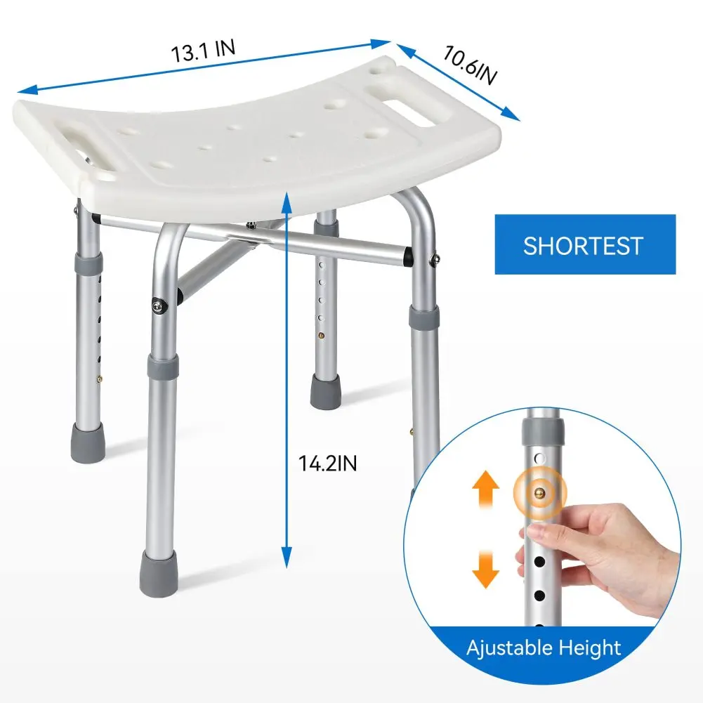 Shower Bench Shower Chair for Bathroom Bathtub with Adjustable Height Legs Bear 350 lb Capacity Slip Resistant