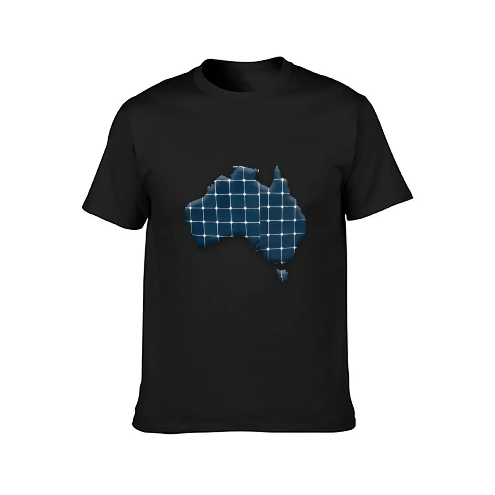 Map of Australia with photovoltaic solar panels. T-Shirt man clothes blacks korean fashion men workout shirt